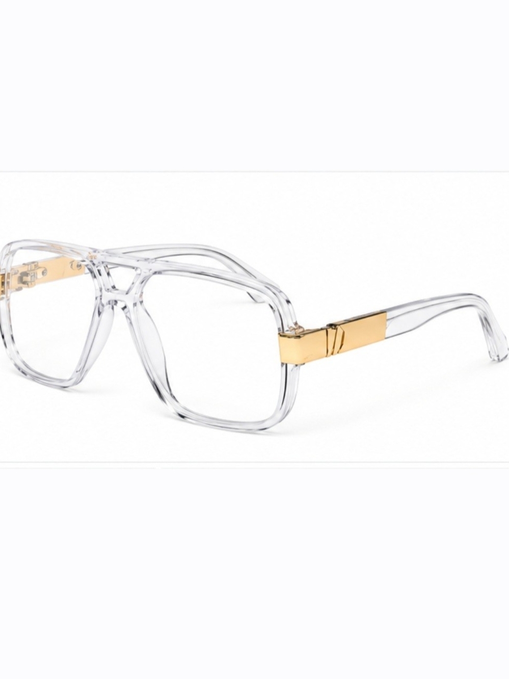 Clear Frame Men’s Eyeglasses with Gold Accent